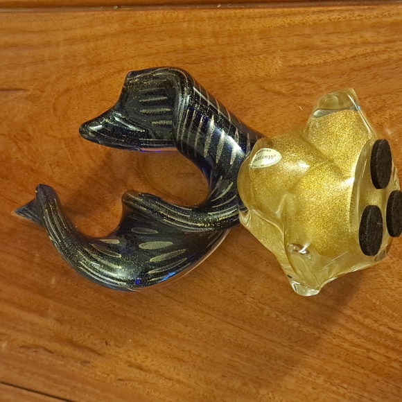 Murano glass sculpture blue with thin gold Iines throughout vintage - Picture 5 of 5